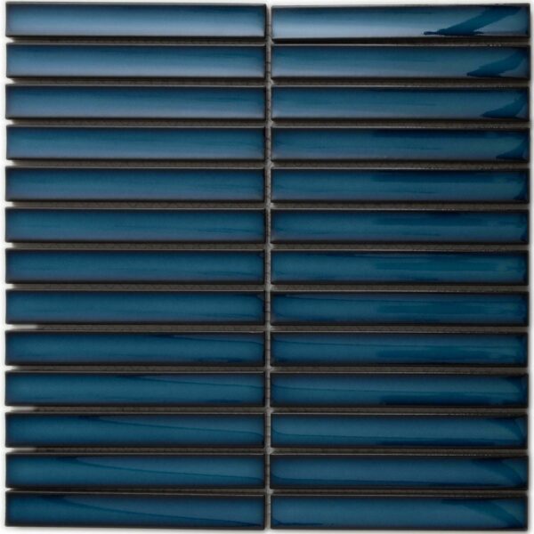 Spirit Marine Blue Gloss Kitkat Mosaic Porcelain Wall Tiles - Image 2