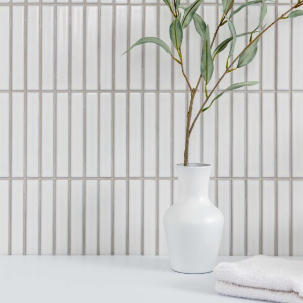 Spirit White Gloss Kitkat Mosaic Porcelain Wall Tiles - Image 4