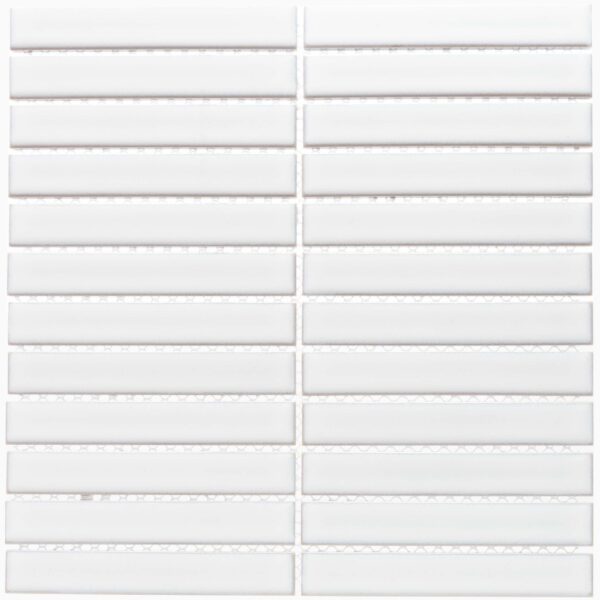 Spirit White Gloss Kitkat Mosaic Porcelain Wall Tiles - Image 2