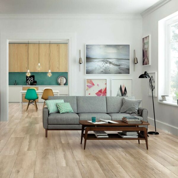 Lagom Shale Oak Beige Wood Effect Porcelain Floor Tiles