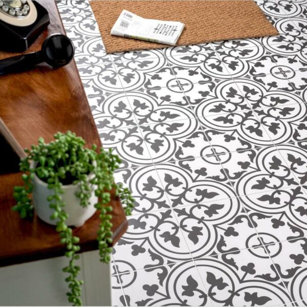 Ledbury Charcoal Black Pattern Wall and Floor Tiles - Image 4