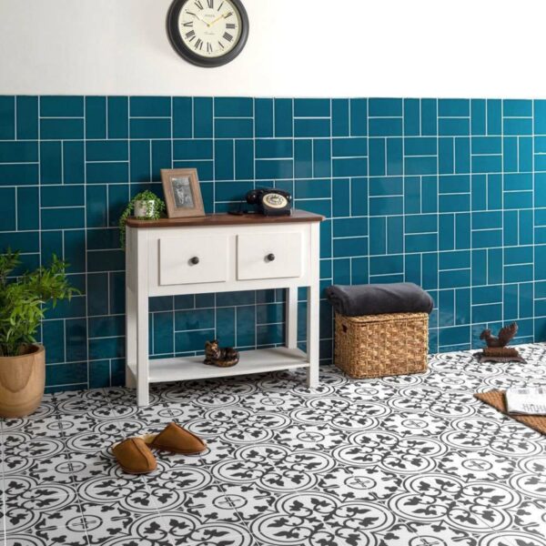 Ledbury Charcoal Black Pattern Wall and Floor Tiles - Image 3