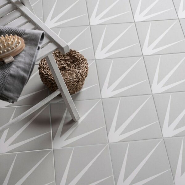 Jazz Grey Matt Art Deco Patterned Wall and Floor Tiles - Image 3