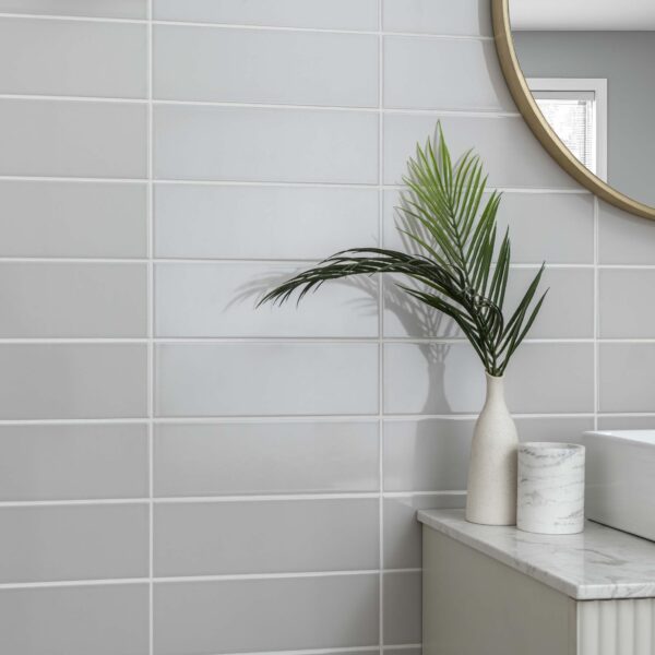 Linear Light Grey Gloss Brick Tiles - Image 4