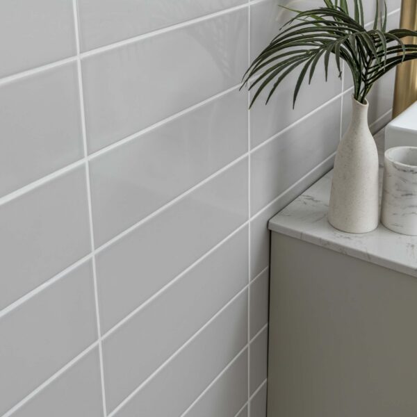 Linear Light Grey Gloss Brick Tiles - Image 5