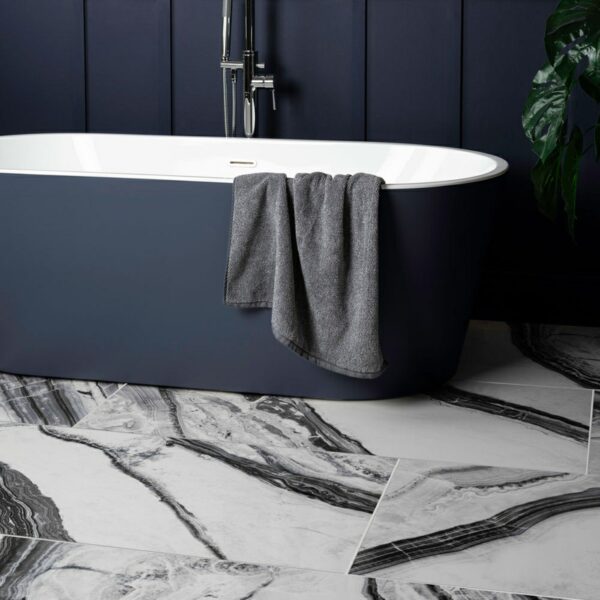 Deluxe Panda Gloss Black & White Marble Effect Tiles - Image 7