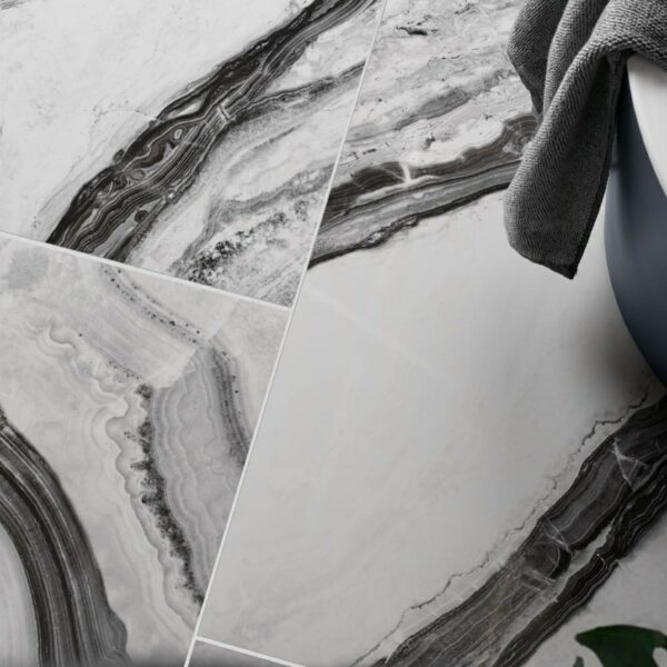 Deluxe Panda Gloss Black & White Marble Effect Tiles - Image 8