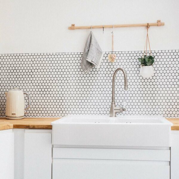 Pixel White 23x23 Hexagon Matt Mosaic Tiles - Image 9