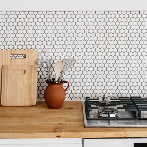 Pixel White 23x23 Hexagon Matt Mosaic Tiles - Image 11