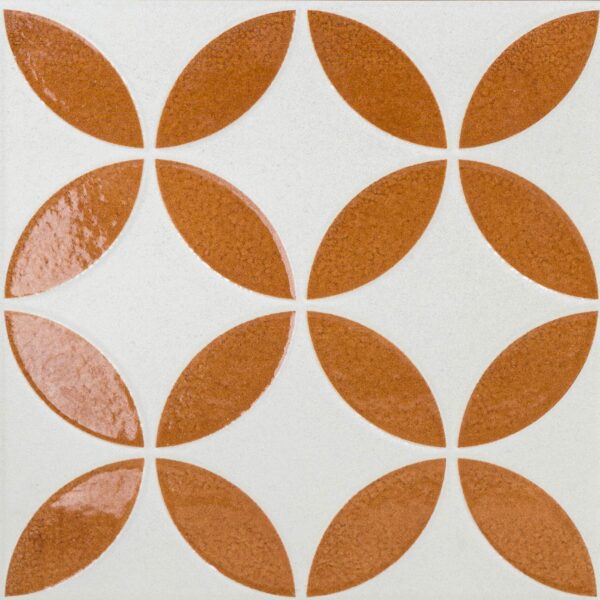 Westminster White and Orange Matt Patterned Wall and Floor Tiles - Image 2