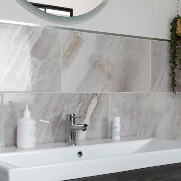 Mediterranean Light Grey Marble Effect Wall Tiles - Image 4