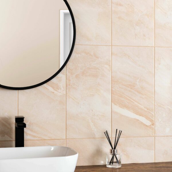 Mediterranean Light Tan Marble Effect Tiles - Image 6