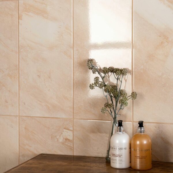 Mediterranean Light Tan Marble Effect Tiles - Image 3