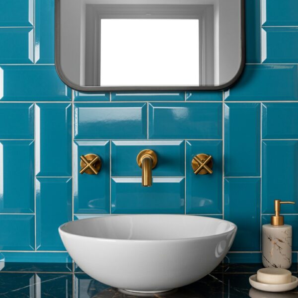 Teal Gloss Blue Metro Tiles