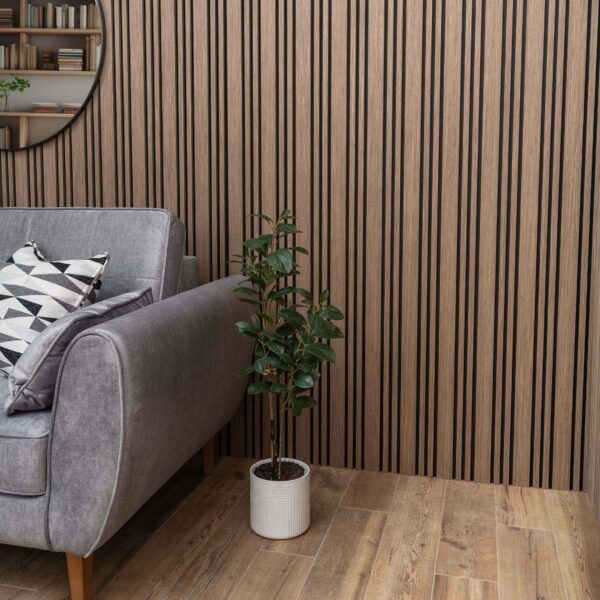 Trepanel Design Smoked Oak Multi-Width Acoustic Wood Wall Panels - Image 9