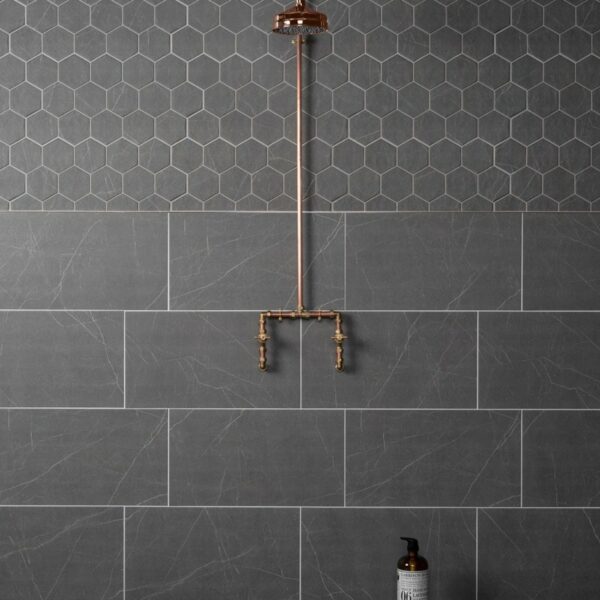 Chalkstone Ash Grey Matt Stone Effect Wall And Floor Tiles - Image 3