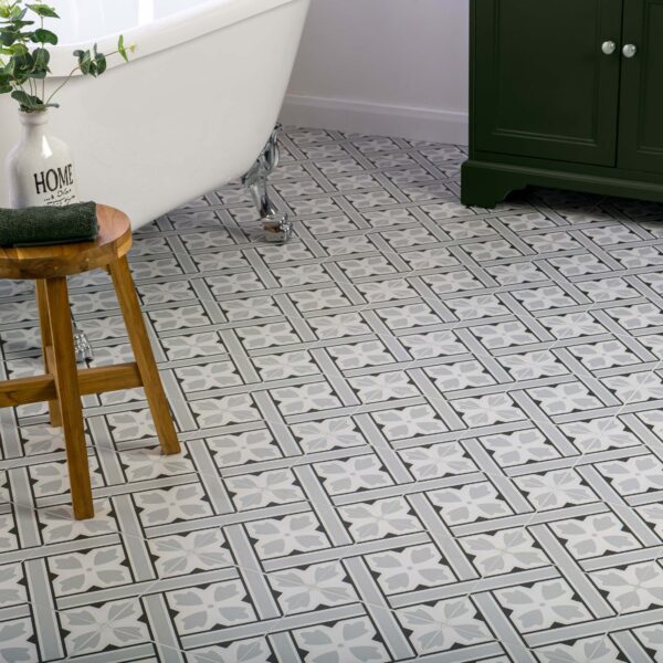 Mr Jones Grey Matt Patterned Ceramic Wall and Floor Tiles - Image 3