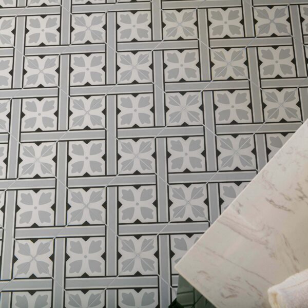 Mr Jones Grey Matt Patterned Ceramic Wall and Floor Tiles - Image 4