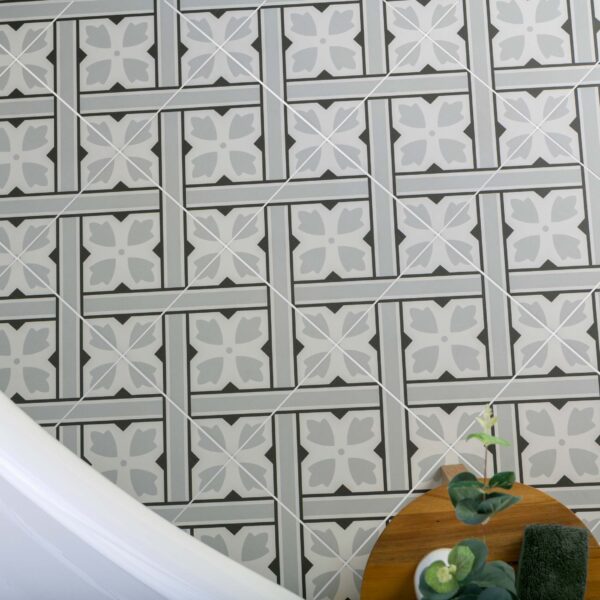 Mr Jones Grey Matt Patterned Ceramic Wall and Floor Tiles - Image 6