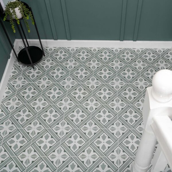 Mr Jones Green Matt Patterned Ceramic Wall and Floor Tiles - Image 4