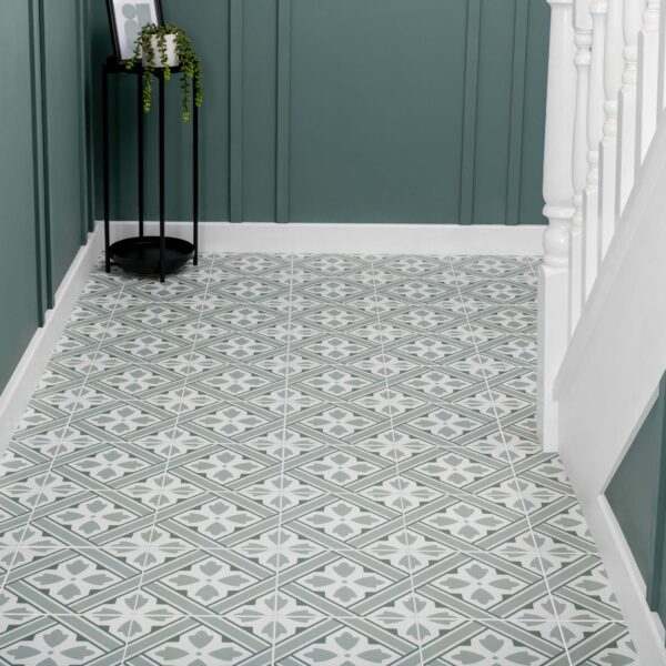 Mr Jones Green Matt Patterned Ceramic Wall and Floor Tiles - Image 5