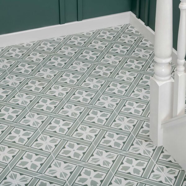 Mr Jones Green Matt Patterned Ceramic Wall and Floor Tiles - Image 6