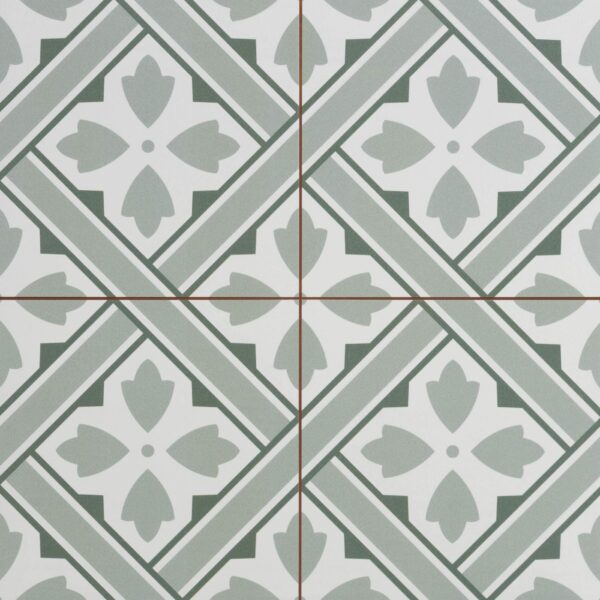 Mr Jones Green Matt Patterned Ceramic Wall and Floor Tiles - Image 2