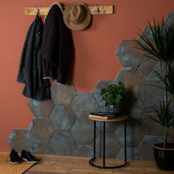 Oaken Teal Oxidised Hexagon Tiles - Image 7