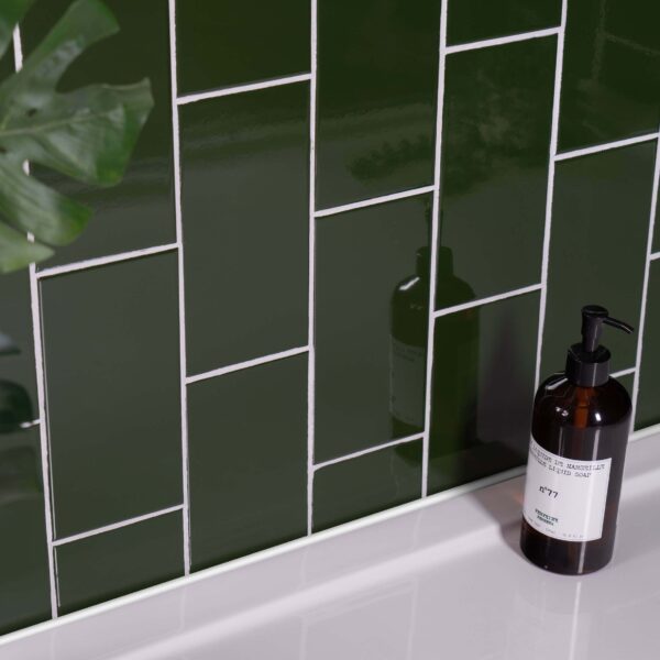 Park Gloss Flat Green Metro Tiles - Image 3