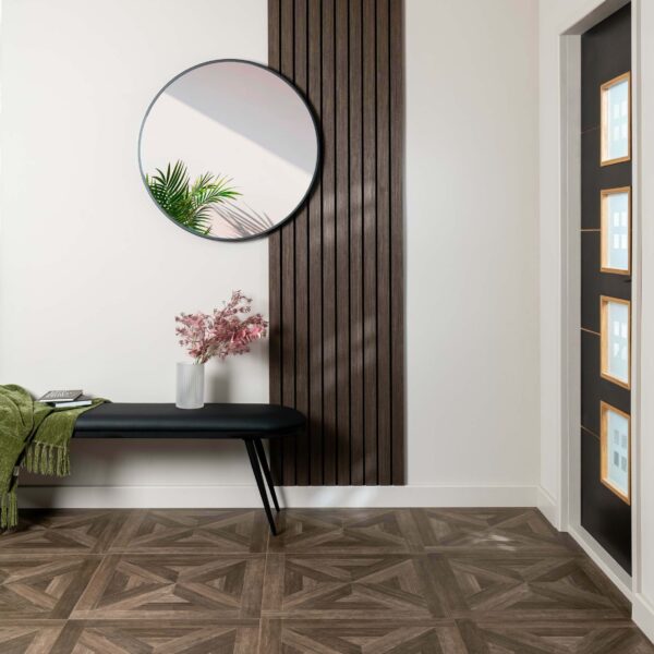 Empire Dark Oak Parquet Wood Effect Porcelain Floor Tiles - Image 7