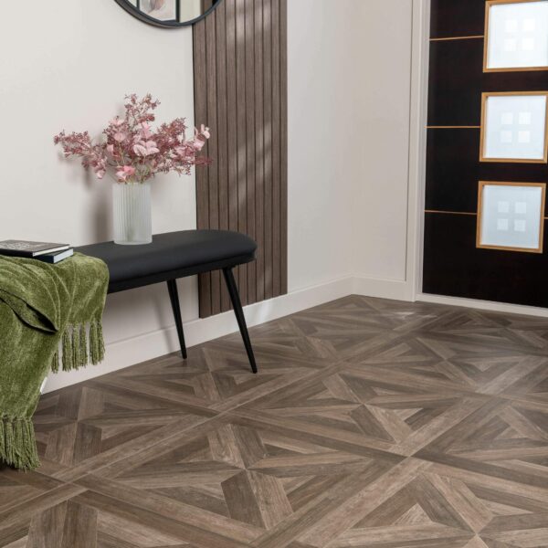 Empire Dark Oak Parquet Wood Effect Porcelain Floor Tiles - Image 3