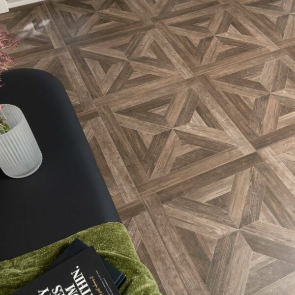 Empire Dark Oak Parquet Wood Effect Porcelain Floor Tiles - Image 4