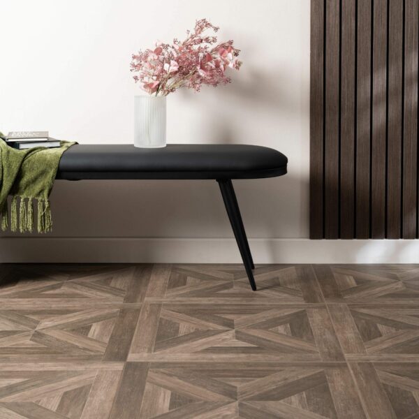 Empire Dark Oak Parquet Wood Effect Porcelain Floor Tiles - Image 5