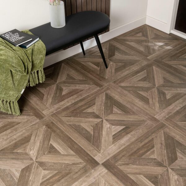 Empire Dark Oak Parquet Wood Effect Porcelain Floor Tiles - Image 6