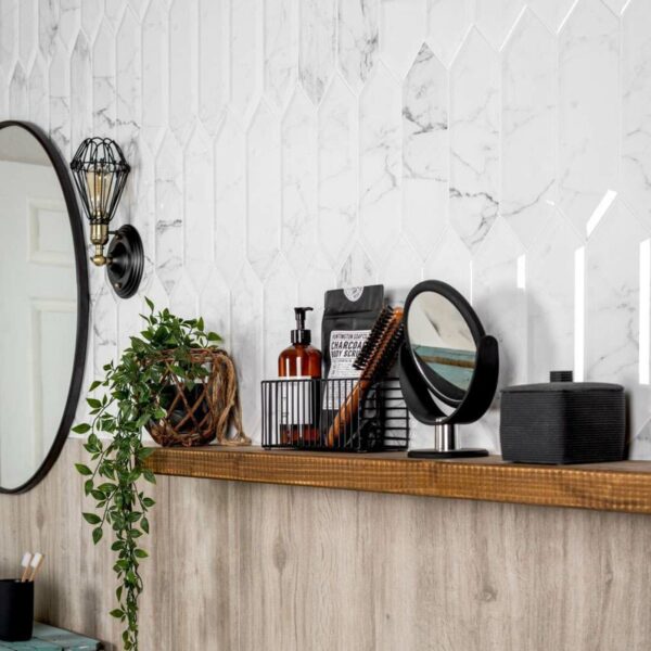 Pickett? Gloss Bevelled White Carrara Metro Tiles - Image 3