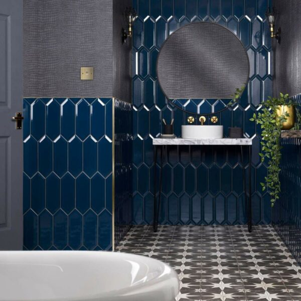 Pickett? Gloss Bevelled Navy Blue Metro Tiles - Image 4