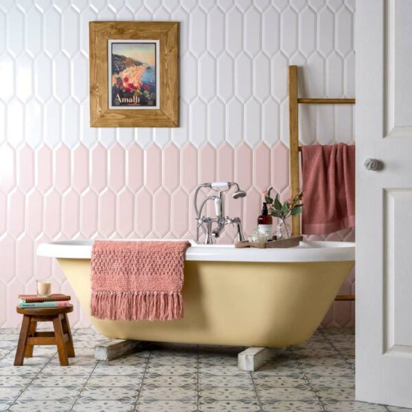 Pickett? Gloss Bevelled Petal Pink Metro Tiles - Image 5