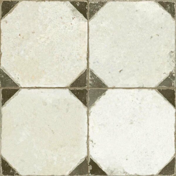 Octagon Effect Charcoal Grey Matt Vintage Pattern Wall and Floor Tiles - Image 2