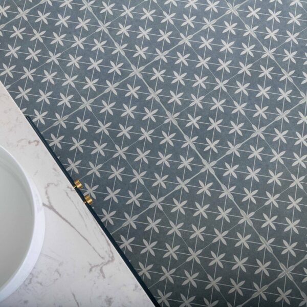 Winslow Blue and White Matt Patterned Floor Tiles - Image 9