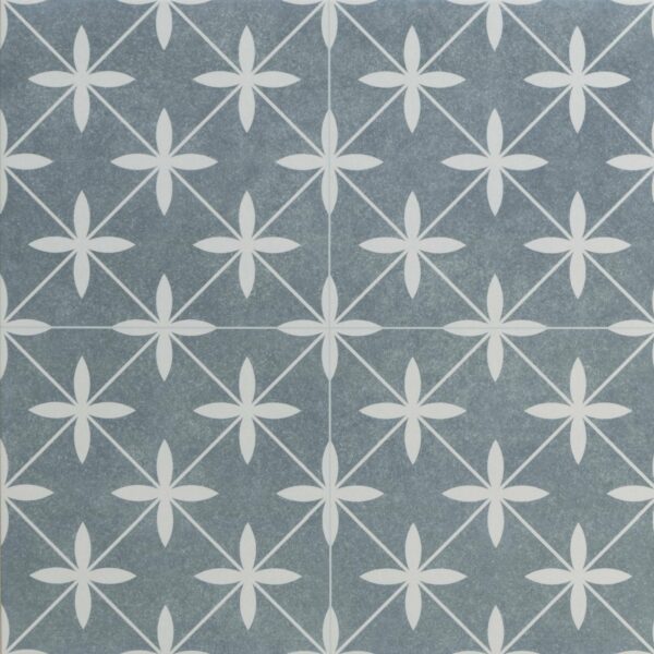 Winslow Blue and White Matt Patterned Floor Tiles - Image 2