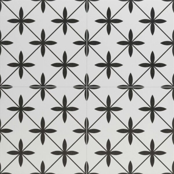 Winslow White Matt Patterned Floor Tiles - Image 2