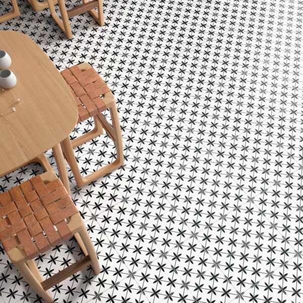 Winslow White Matt Patterned Floor Tiles - Image 4