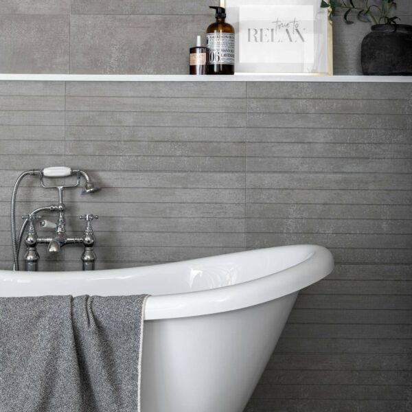 Genoa Grey Matt Decor Concrete Effect Wall Tiles - Image 3