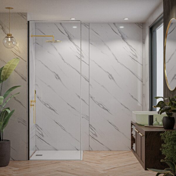 Trepanel Aqua Gloss Carrara Marble Effect PVC Shower Wall Panel