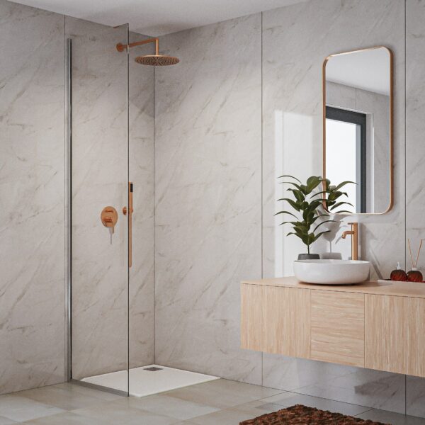 Trepanel Aqua Gloss Light Grey Marble Effect PVC Shower Wall Panel