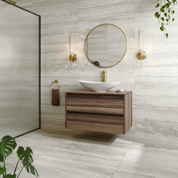 Navona Light Grey Matt Travertine Effect Wall And Floor Tiles