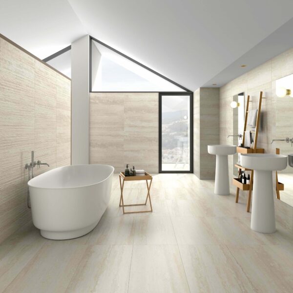 Navona Ivory Matt Travertine Effect Wall And Floor Tiles - Image 3