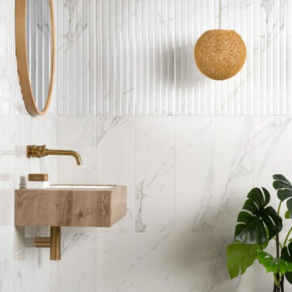 Raffinato White Gloss Carrara Marble Effect Ceramic Wall Tiles - Image 3