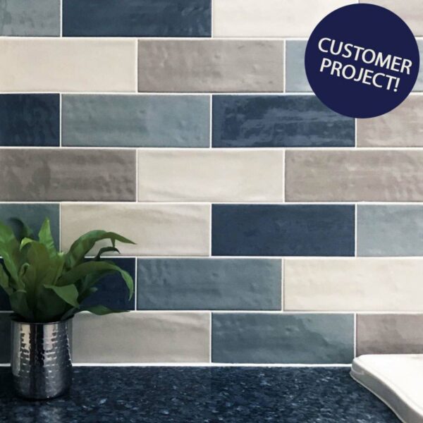 Rustic Cedar Ceramic Gloss Blue Metro Tiles - Image 5