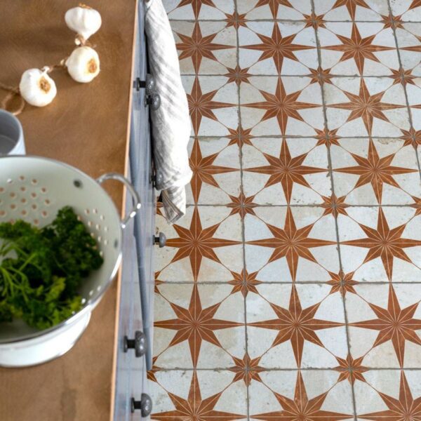 Scintilla Paprika Orange Star Pattern Tiles - Image 3